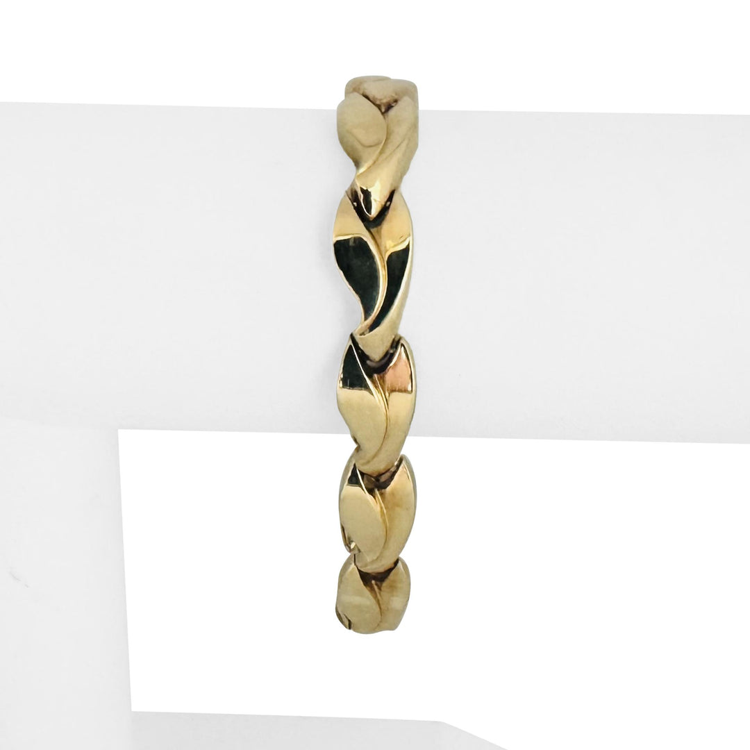14k Yellow Gold 16.3g Ladies Polished 10mm Fancy Wave Link Bracelet Italy 7"