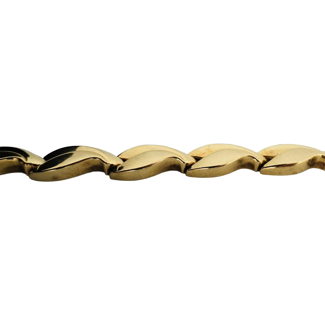 14k Yellow Gold 16.3g Ladies Polished 10mm Fancy Wave Link Bracelet Italy 7"