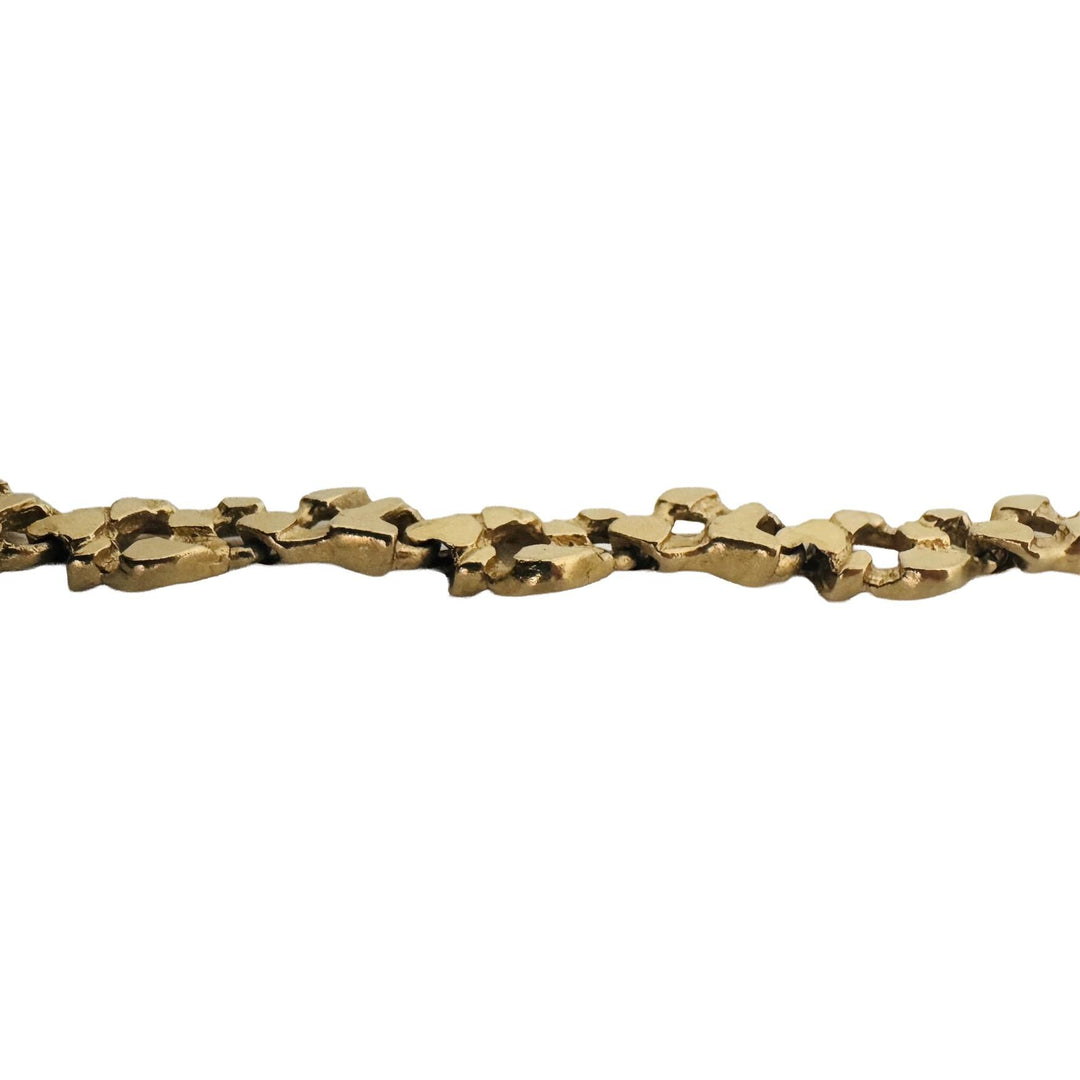 14k Yellow Gold 18g Solid Vintage 7.5mm Chunky Nugget Link Bracelet 7.25"