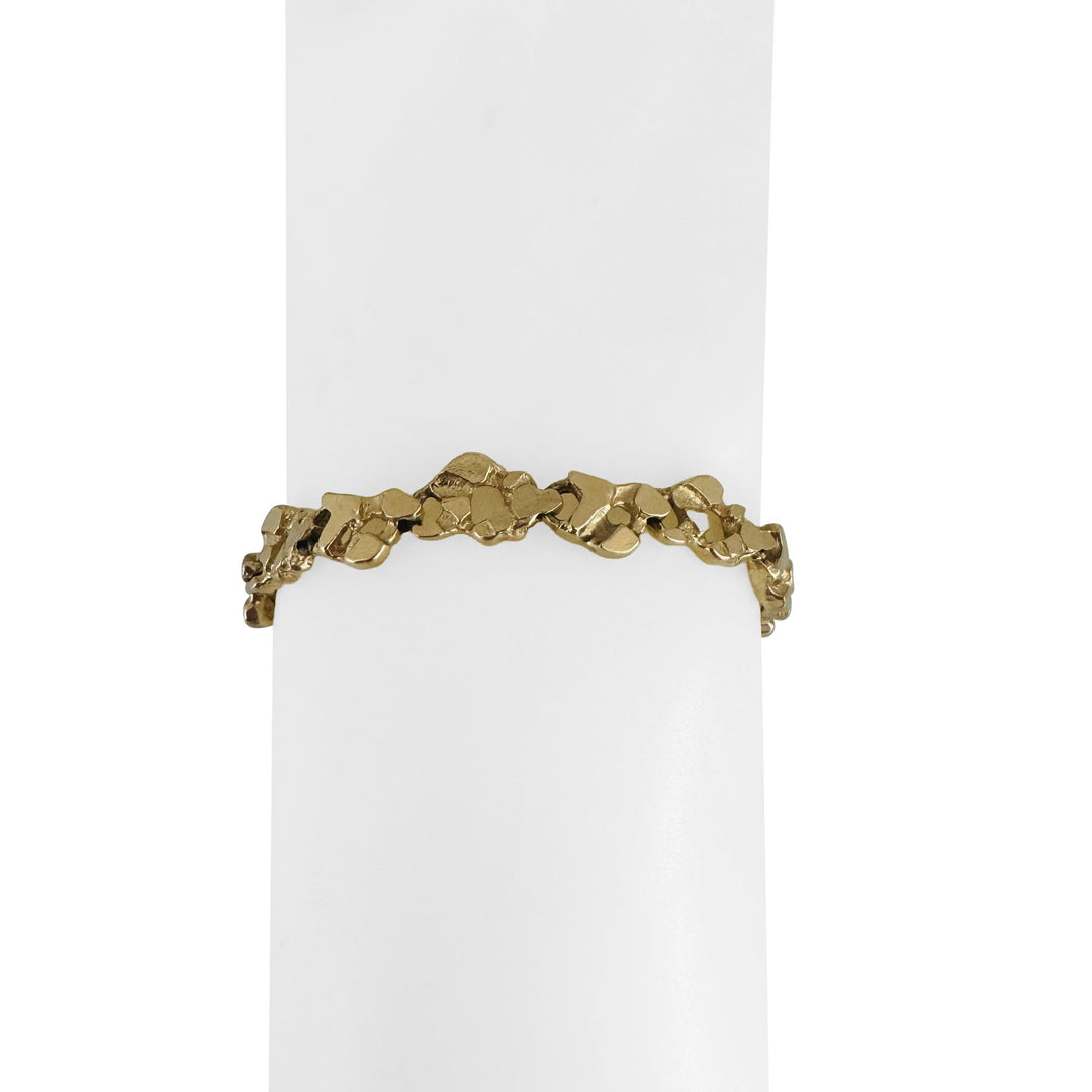 14k Yellow Gold 18g Solid Vintage 7.5mm Chunky Nugget Link Bracelet 7.25"