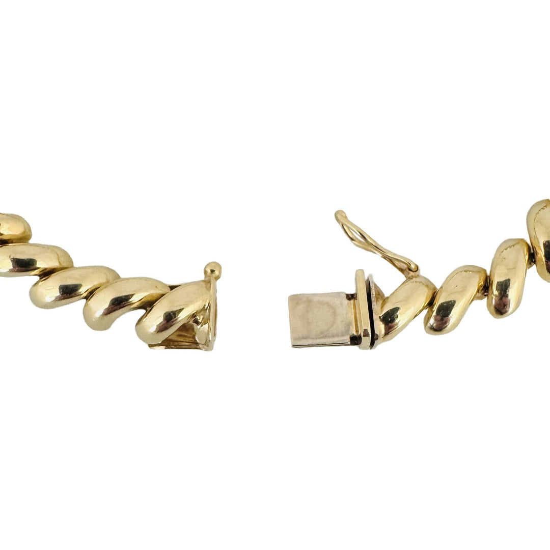 14k Yellow Gold 13.4g Ladies Polished 7mm San Marco Link Bracelet Turkey 7"