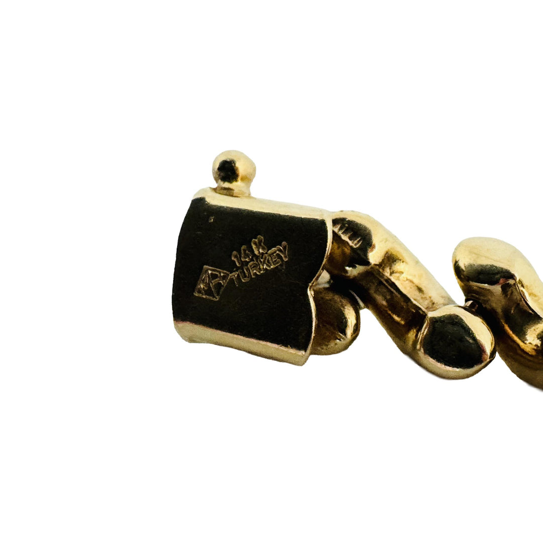 14k Yellow Gold 13.4g Ladies Polished 7mm San Marco Link Bracelet Turkey 7"