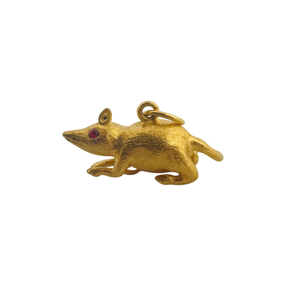 24k Pure Yellow Gold 5.9g Solid 3D Lucky Rat Charm Pendant