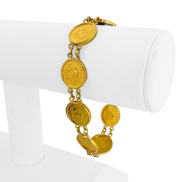 24k Pure Yellow Gold 25g Solid Vintage Panda Coin Link Bracelet 7.5