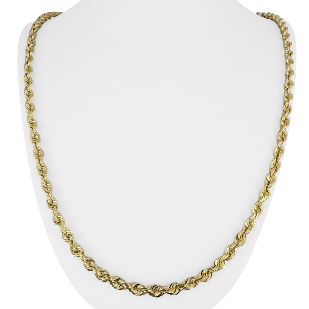 14k Yellow Gold 45.3g Solid Heavy 5mm Diamond Cut Rope Chain Necklace 26"