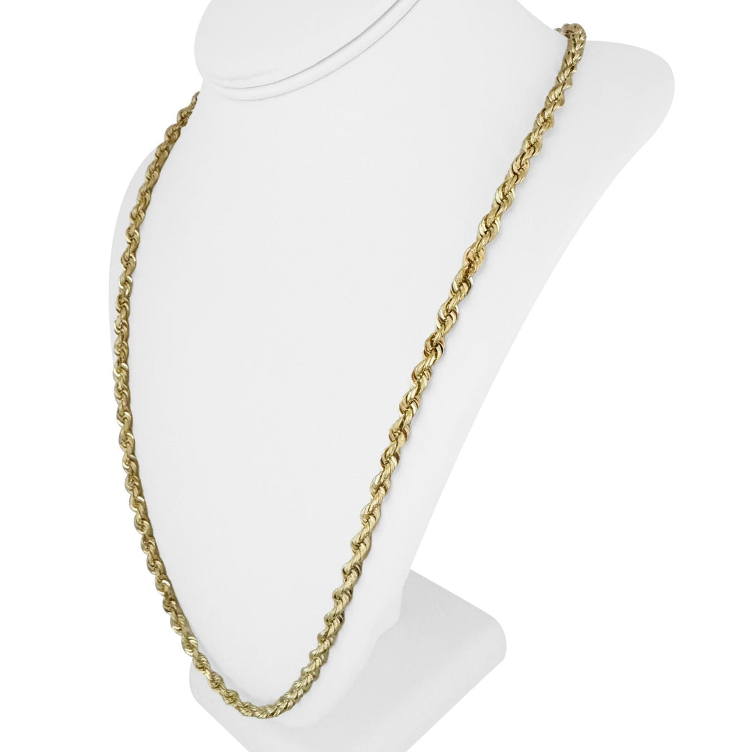 14k Yellow Gold 45.3g Solid Heavy 5mm Diamond Cut Rope Chain Necklace 26"