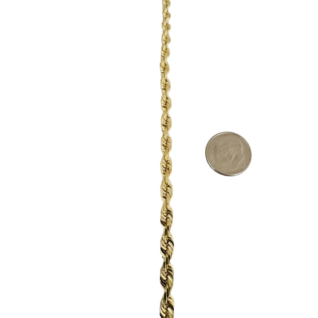 14k Yellow Gold 45.3g Solid Heavy 5mm Diamond Cut Rope Chain Necklace 26"