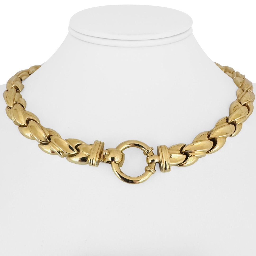 14k Yellow Gold 56.2g Ladies Polished Thick 12mm Fancy Link Necklace Italy 16"