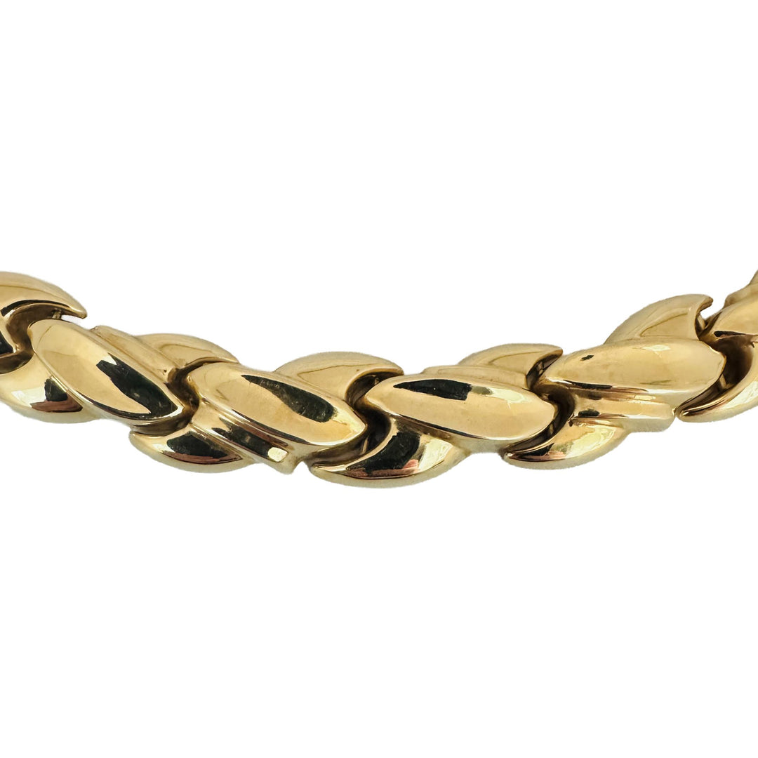 14k Yellow Gold 56.2g Ladies Polished Thick 12mm Fancy Link Necklace Italy 16"