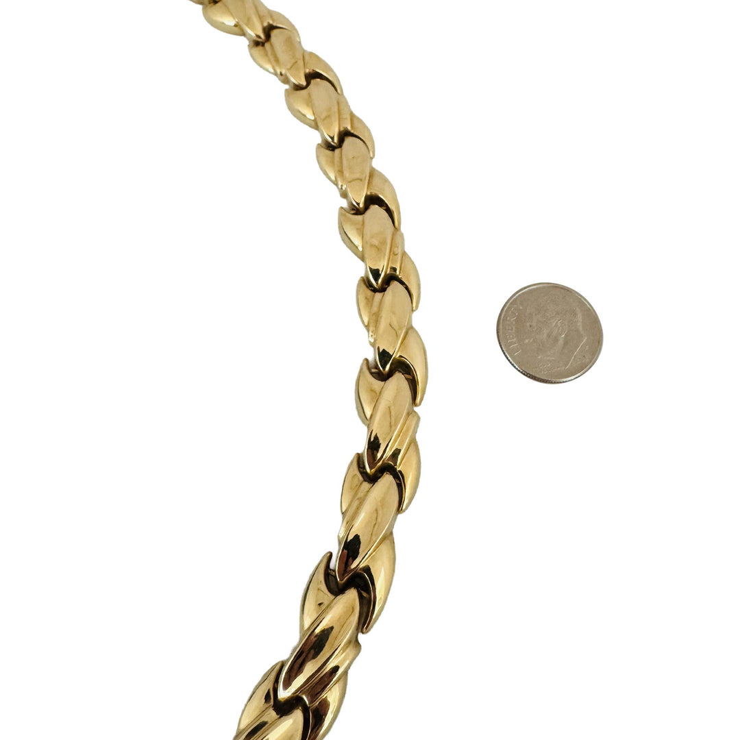 14k Yellow Gold 56.2g Ladies Polished Thick 12mm Fancy Link Necklace Italy 16"