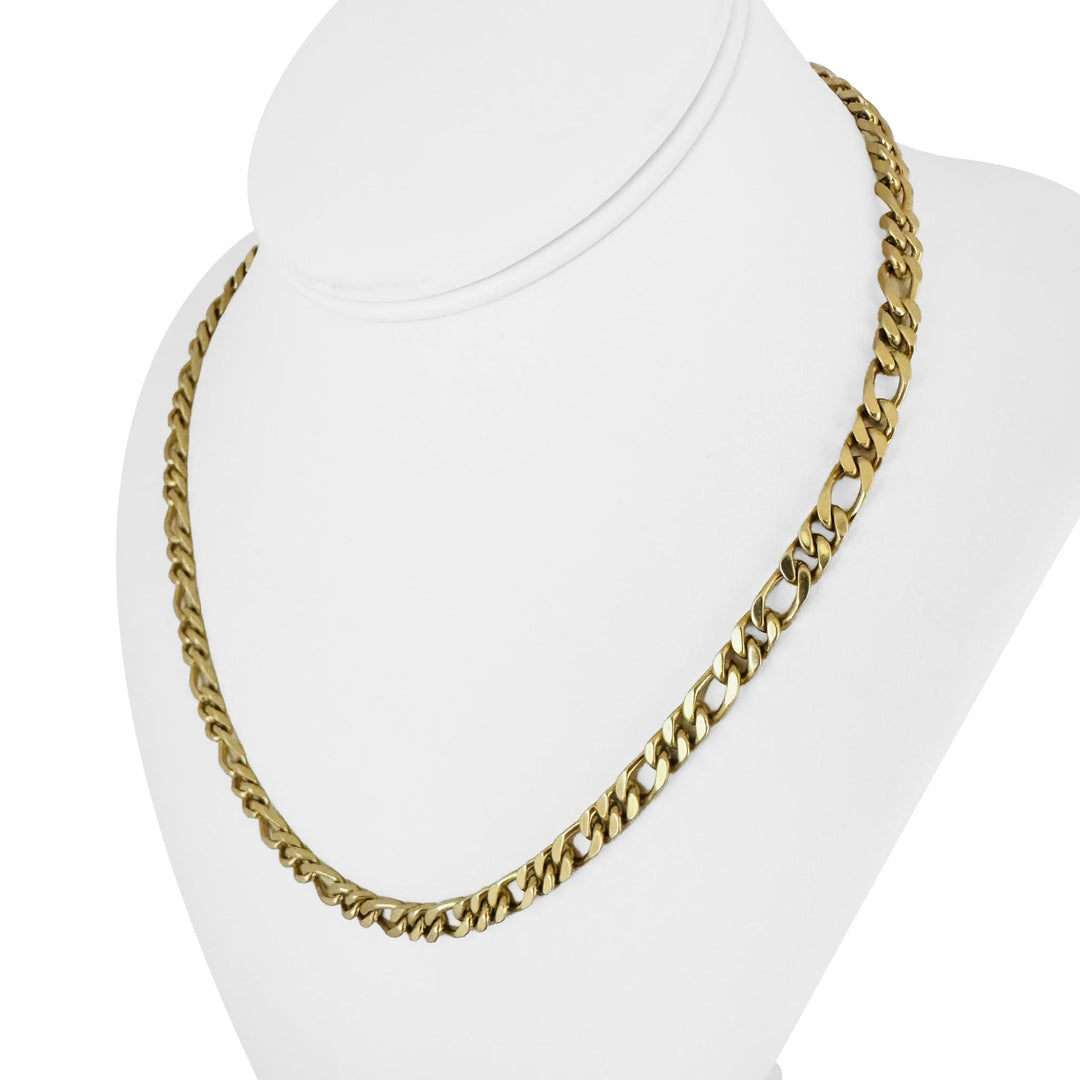 14k Yellow Gold 41.2g Solid Vintage UnoAErre Figaro Link Necklace Italy 18.5"