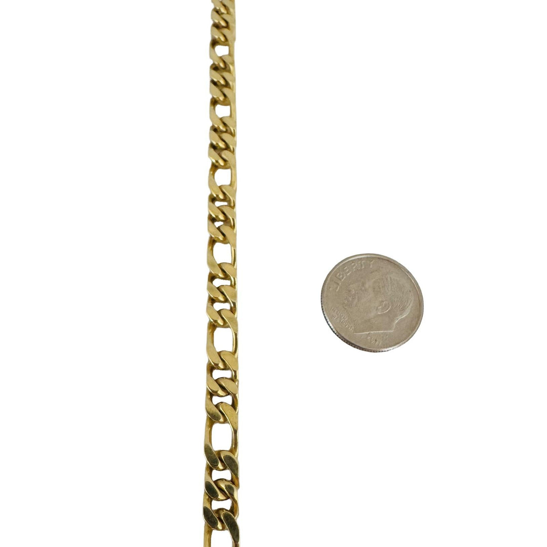 14k Yellow Gold 41.2g Solid Vintage UnoAErre Figaro Link Necklace Italy 18.5"