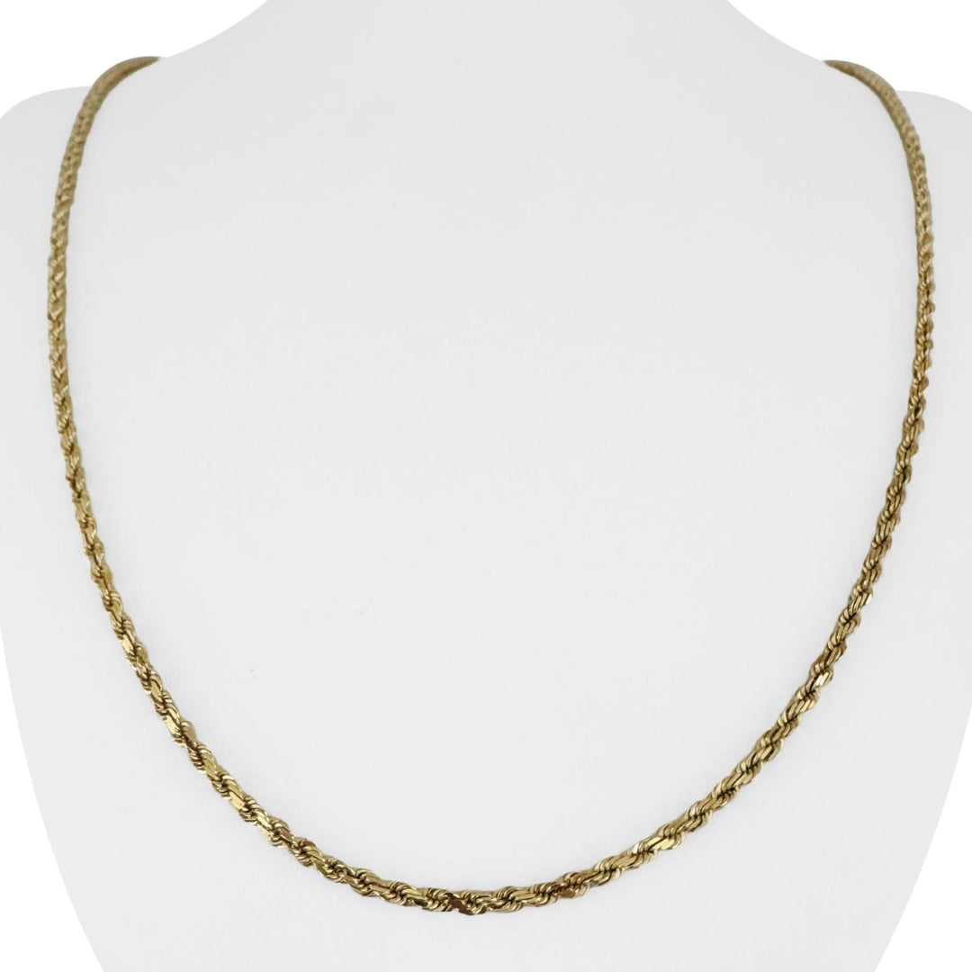 14k Yellow Gold 11.2g Solid 2.2mm Diamond Cut Rope Chain Necklace 24"