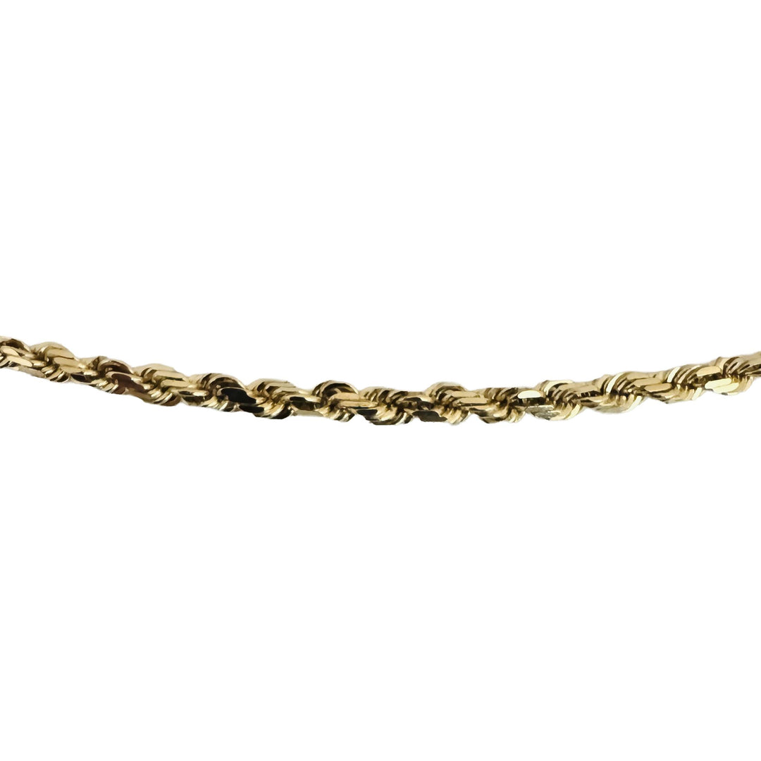 14k Yellow Gold 11.2g Solid 2.2mm Diamond Cut Rope Chain Necklace 24"