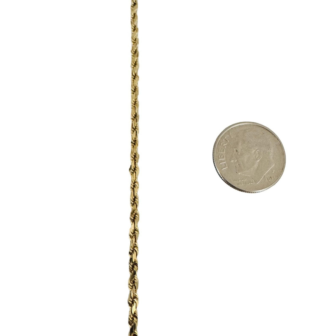 14k Yellow Gold 11.2g Solid 2.2mm Diamond Cut Rope Chain Necklace 24"