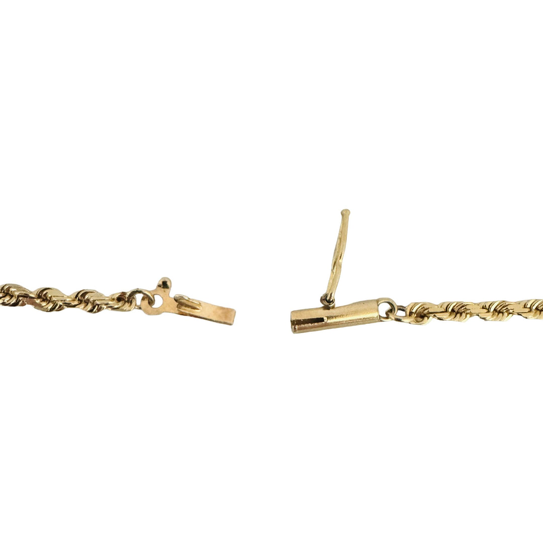 14k Yellow Gold 11.2g Solid 2.2mm Diamond Cut Rope Chain Necklace 24"