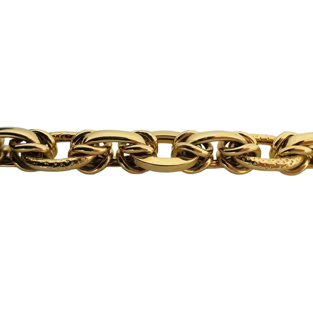 14k Yellow Gold 15.4g Ladies Polished 10mm Fancy Oval Link Bracelet Italy 7.25"