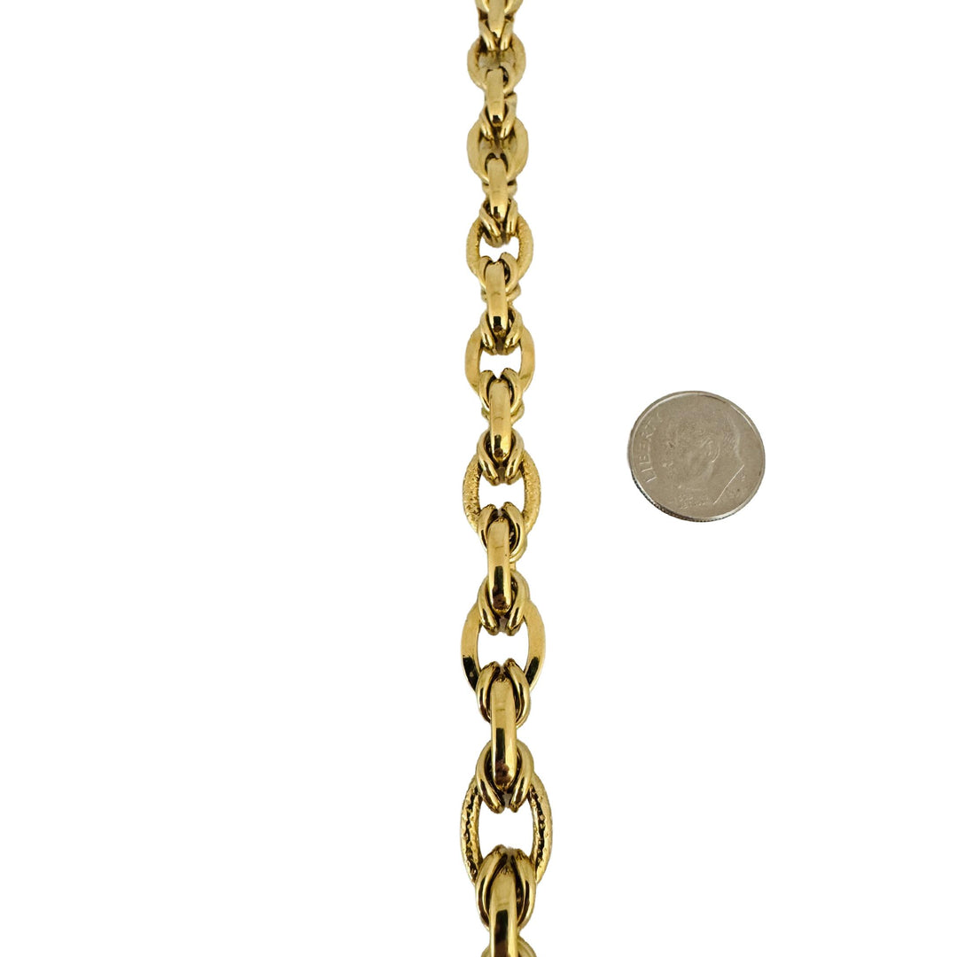 14k Yellow Gold 15.4g Ladies Polished 10mm Fancy Oval Link Bracelet Italy 7.25"