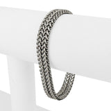 14k White Gold 22.4g Heavy Vintage Braided Mesh Link Bracelet Italy 7.25"