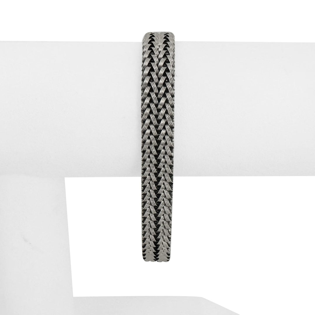 14k White Gold 22.4g Heavy Vintage Braided Mesh Link Bracelet Italy 7.25"