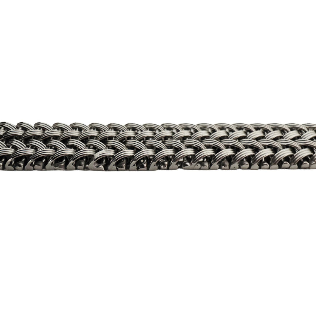 14k White Gold 22.4g Heavy Vintage Braided Mesh Link Bracelet Italy 7.25"