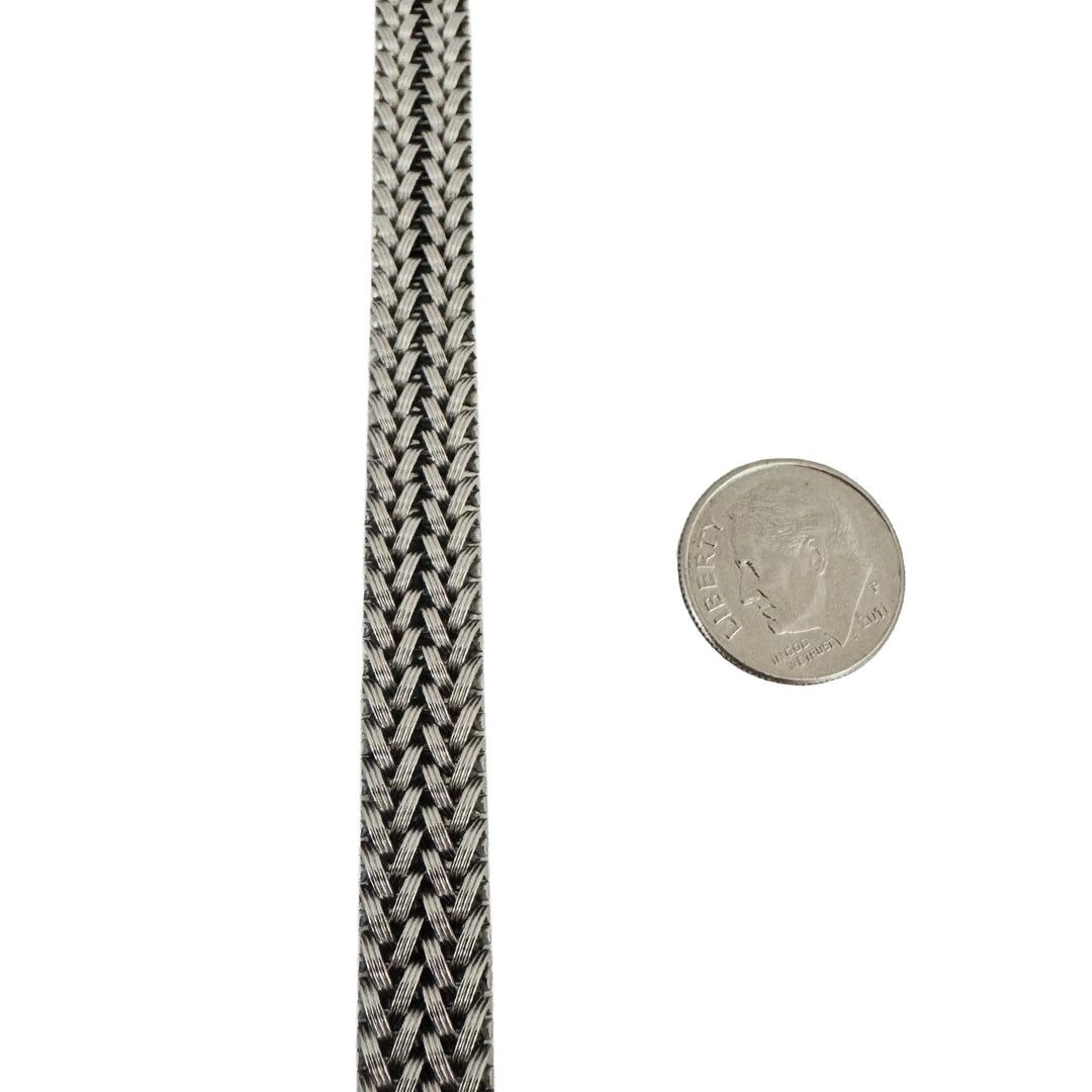 14k White Gold 22.4g Heavy Vintage Braided Mesh Link Bracelet Italy 7.25"