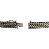 14k White Gold 22.4g Heavy Vintage Braided Mesh Link Bracelet Italy 7.25"