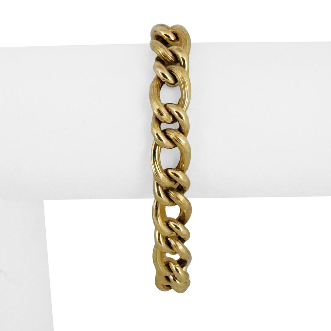 14k Yellow Gold 14.7g Ladies Hollow 10mm Curb Link Bracelet Italy 7.25"