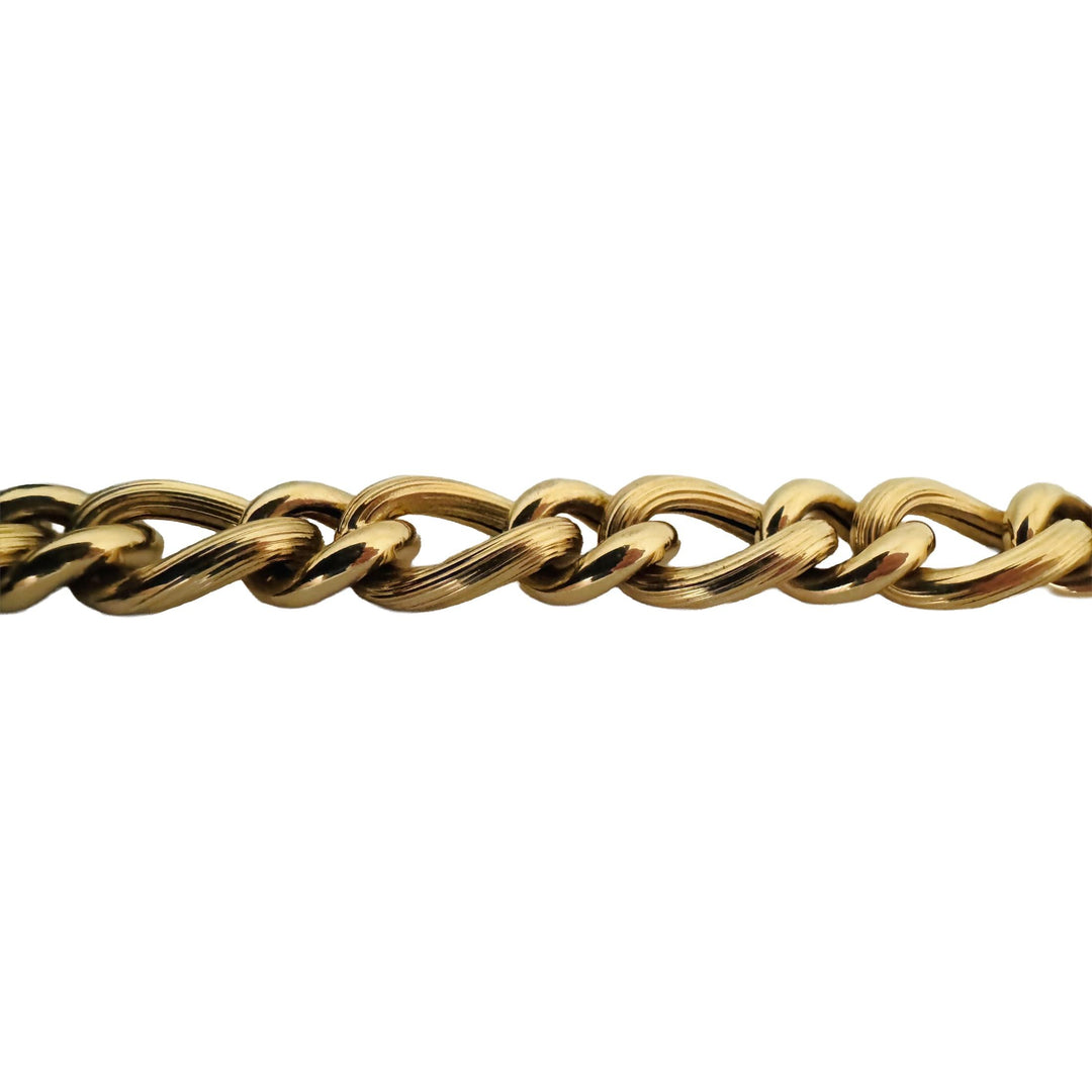 14k Yellow Gold 14.7g Ladies Hollow 10mm Curb Link Bracelet Italy 7.25"