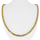 14k Yellow Gold 29.6g Semi Solid Heavy Squared Byzantine Link Necklace 27"