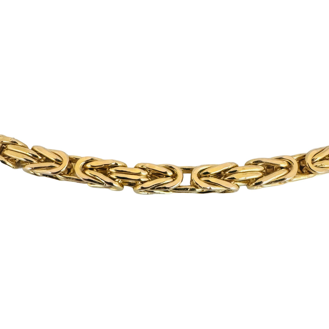 14k Yellow Gold 29.6g Semi Solid Heavy Squared Byzantine Link Necklace 27"