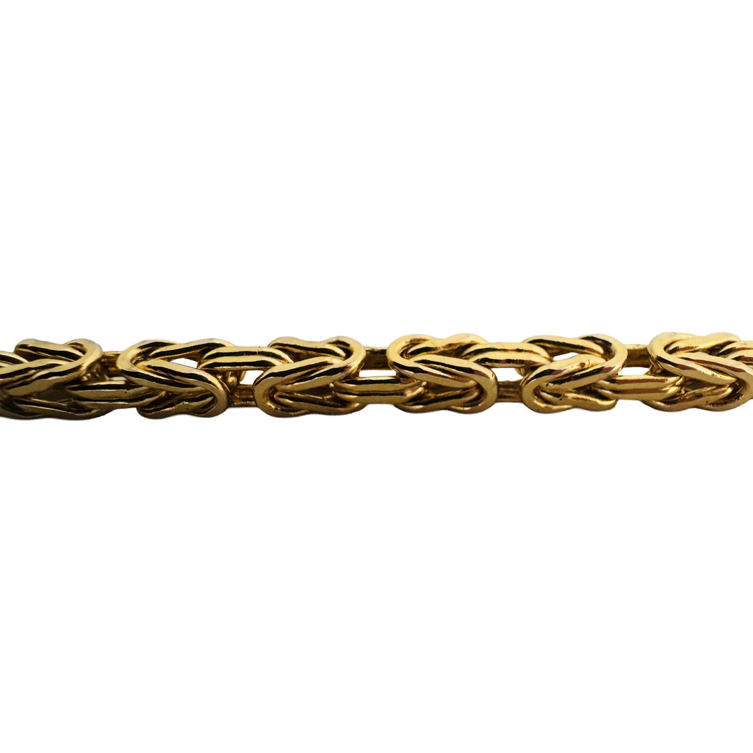 14k Yellow Gold 29.6g Semi Solid Heavy Squared Byzantine Link Necklace 27"
