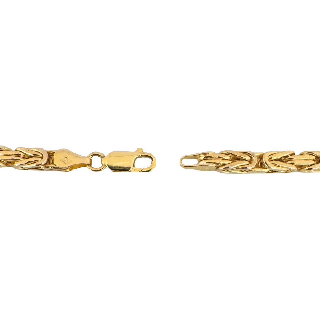 14k Yellow Gold 29.6g Semi Solid Heavy Squared Byzantine Link Necklace 27"
