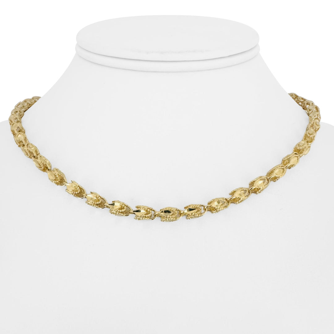 14k Yellow Gold 16g Ladies Diamond Cut 5mm Fancy Link Necklace 15.5"