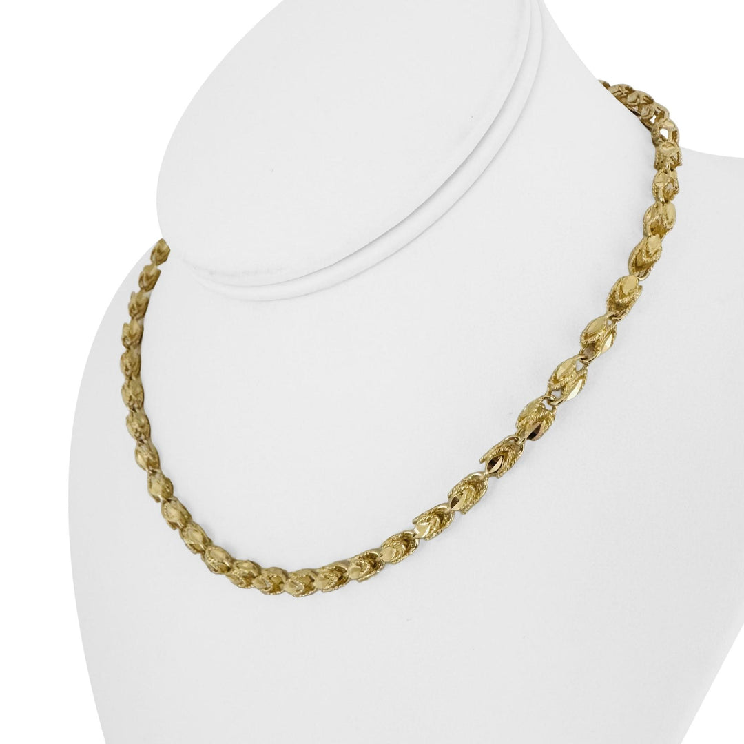 14k Yellow Gold 16g Ladies Diamond Cut 5mm Fancy Link Necklace 15.5"