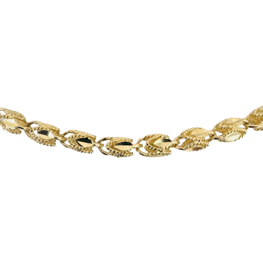 14k Yellow Gold 16g Ladies Diamond Cut 5mm Fancy Link Necklace 15.5"