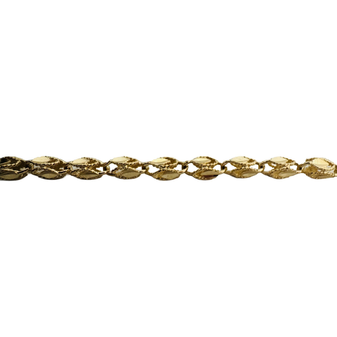 14k Yellow Gold 16g Ladies Diamond Cut 5mm Fancy Link Necklace 15.5"