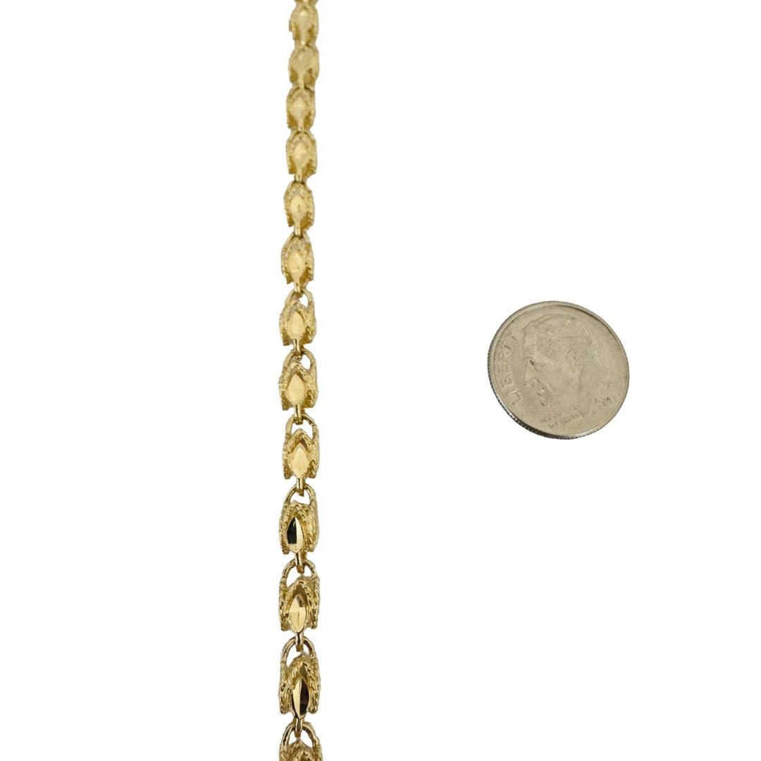 14k Yellow Gold 16g Ladies Diamond Cut 5mm Fancy Link Necklace 15.5"