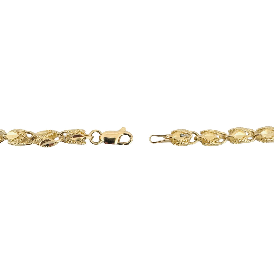 14k Yellow Gold 16g Ladies Diamond Cut 5mm Fancy Link Necklace 15.5"