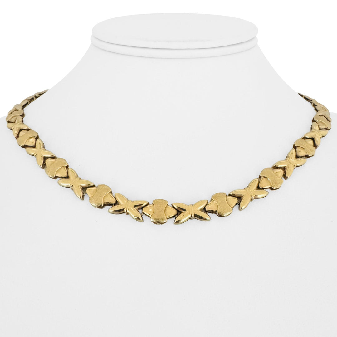 14k Yellow Gold 27.6g Ladies Hugs and Kisses XO Link Necklace Italy 17"