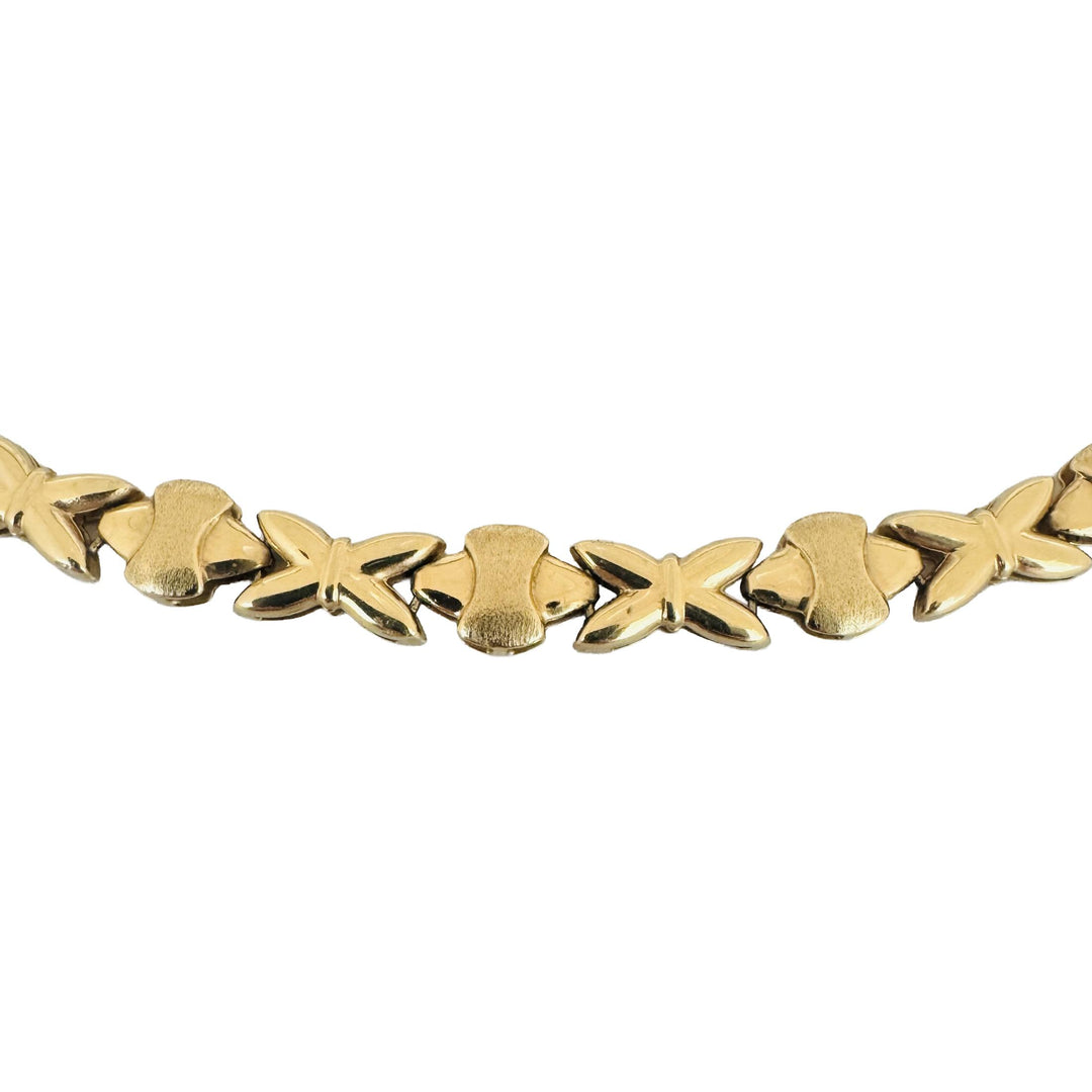 14k Yellow Gold 27.6g Ladies Hugs and Kisses XO Link Necklace Italy 17"