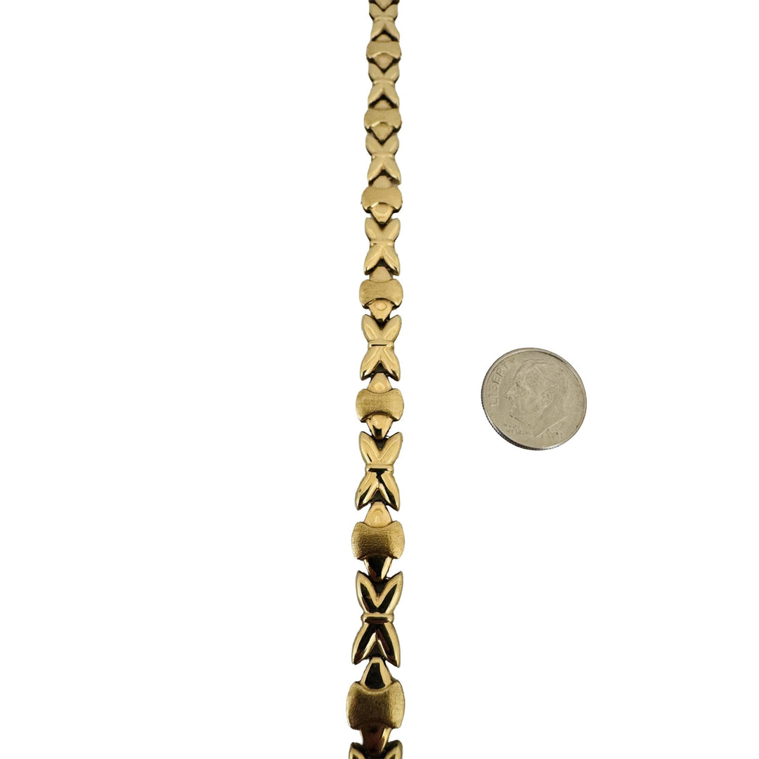 14k Yellow Gold 27.6g Ladies Hugs and Kisses XO Link Necklace Italy 17"