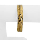 Set of Seven 14k Yellow Gold 18g Diamond Cut Connected Bangle Bracelets 7.85"