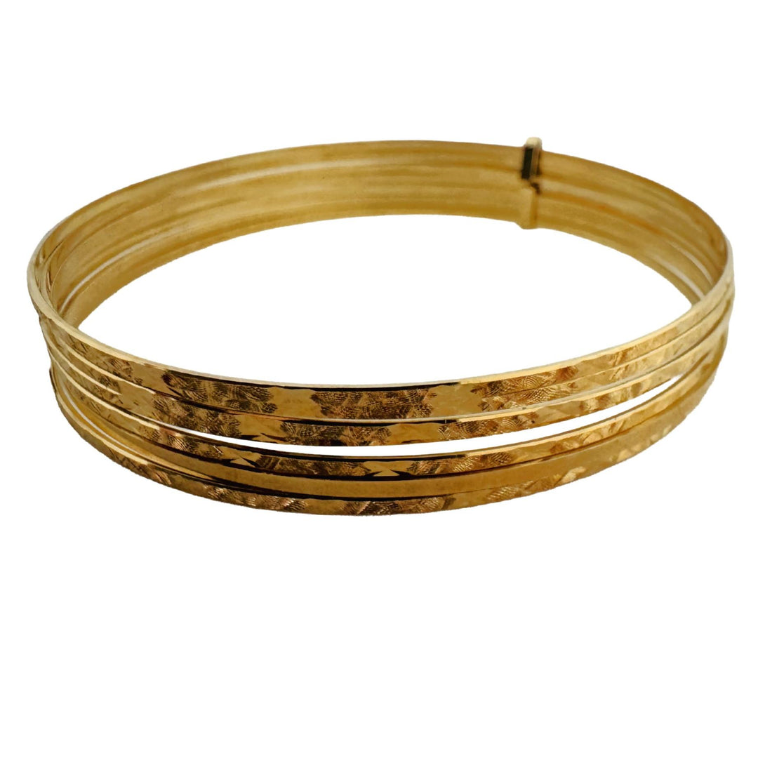 Set of Seven 14k Yellow Gold 18g Diamond Cut Connected Bangle Bracelets 7.85"
