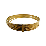 Set of Seven 14k Yellow Gold 18g Diamond Cut Connected Bangle Bracelets 7.85"