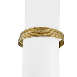 Set of Seven 14k Yellow Gold 18g Diamond Cut Connected Bangle Bracelets 7.85"