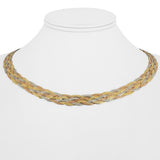 14k Tri Tone Gold 15.4g Ladies Braided Herringbone Necklace Italy 18"