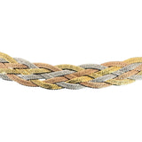 14k Tri Tone Gold 15.4g Ladies Braided Herringbone Necklace Italy 18"