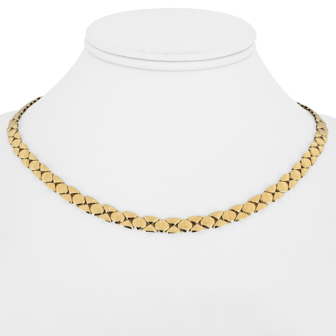 14k Yellow Gold 17.2g Ladies 5.5mm Fancy Geometric Link Necklace Italy 17"