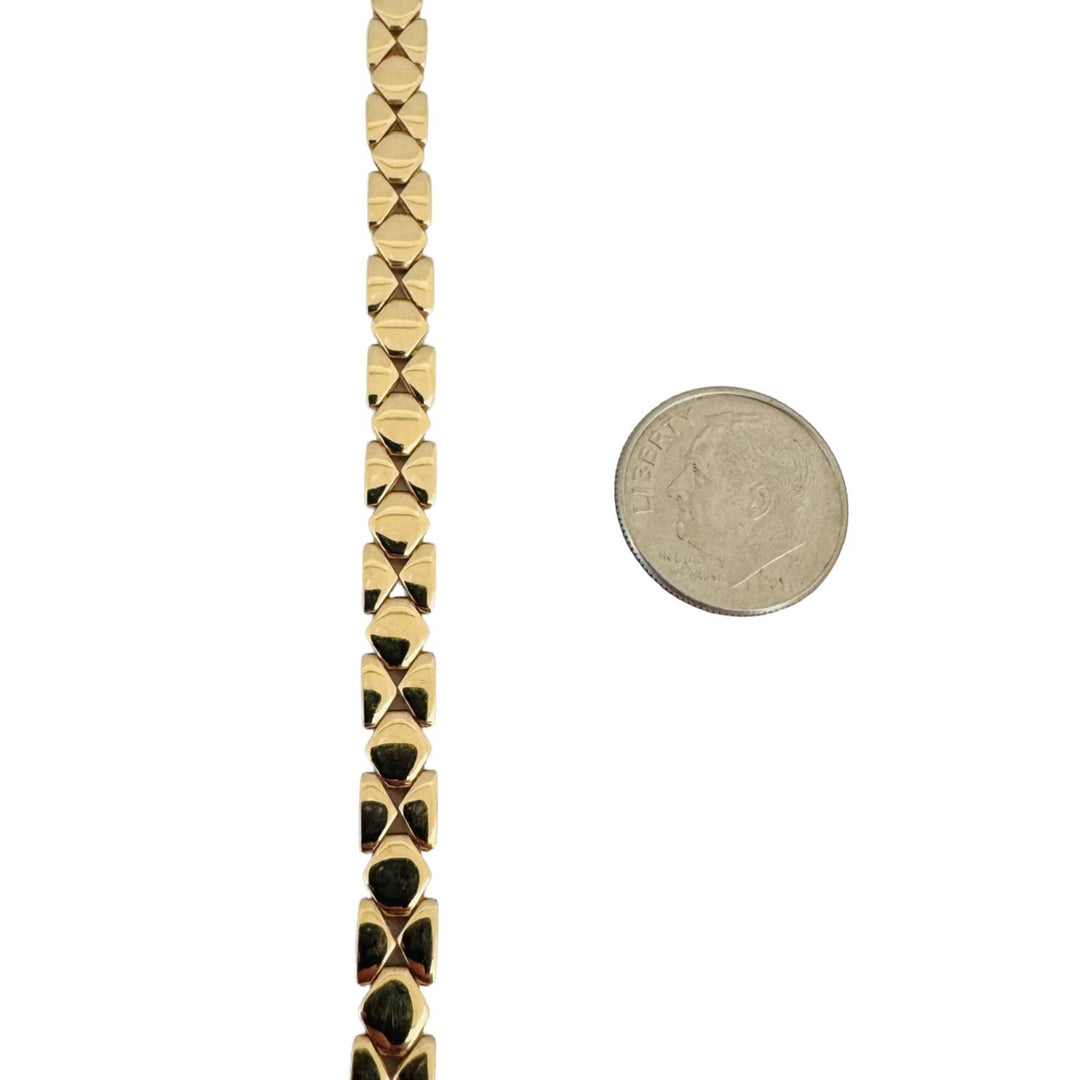 14k Yellow Gold 17.2g Ladies 5.5mm Fancy Geometric Link Necklace Italy 17"